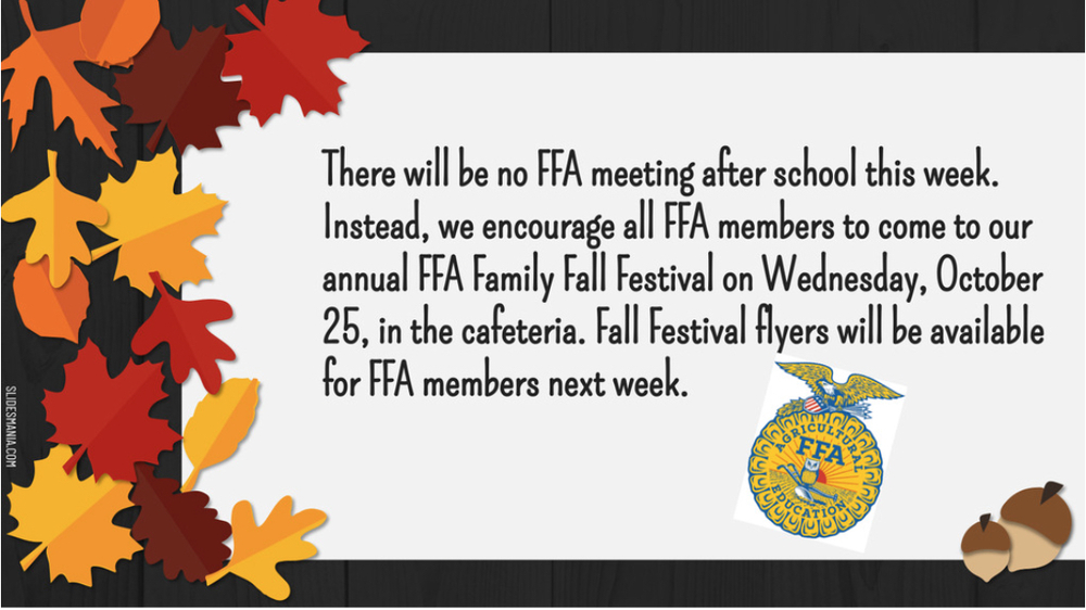 No FFA meeting  this week